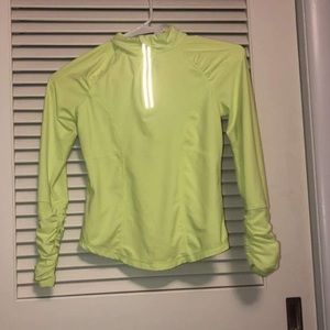 Girls Neon Yellow Running Quarter ZIP